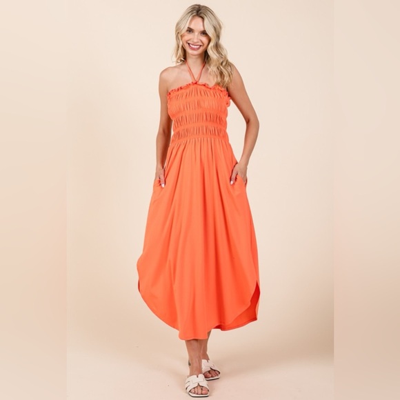 Culture Code Tie Back Shirring Dress with Pockets 10010092296 - Picture 1 of 5